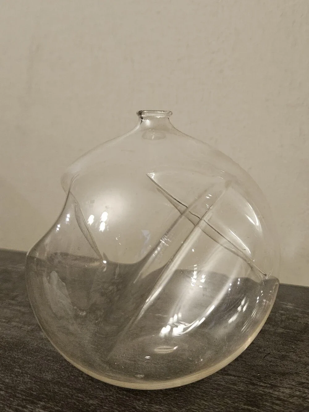 Hand Blown Clear Glass Orb Oil Lamp